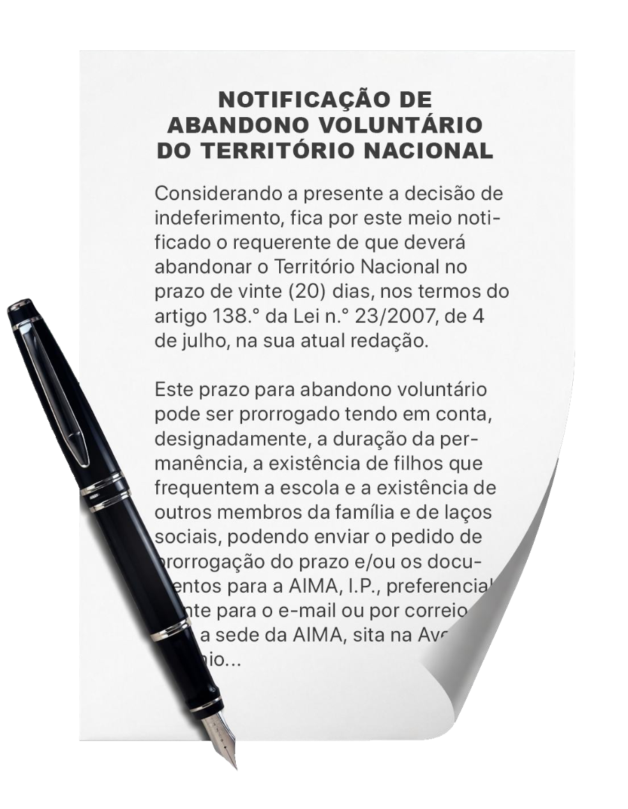 Notifica\u00e7\u00e3o de abandono volunt\u00e1rio do territ\u00f3rio nacional